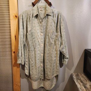 Triangle Vintage 80's Mint Green Flannel Long Shirt Sz Medium Womens L XL